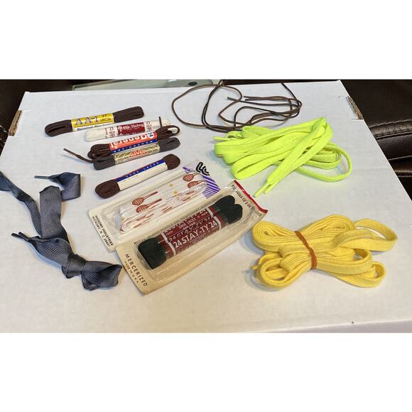 VINTAGE -TENNIS BALL RACKET SHOE LACES + Yellow, Neon GREEN, BROWN. - Picture 1 of 11